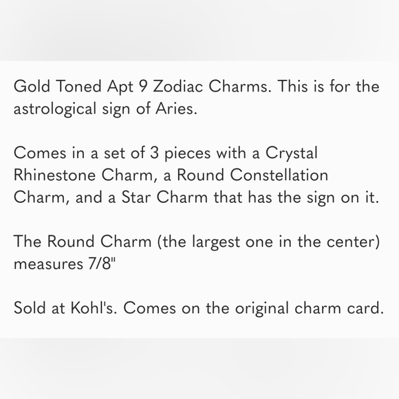 New Apt 9 Aries Zodiac Charms 3 Piece Set - Picture 4 of 4